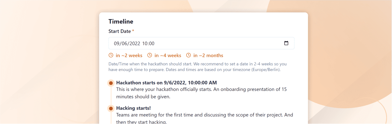 The Hackathon Camp schedule tool