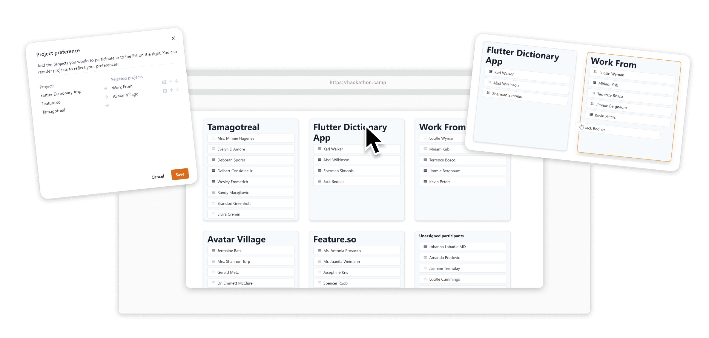 Preview banner of the scheduling options of hackathon.camp