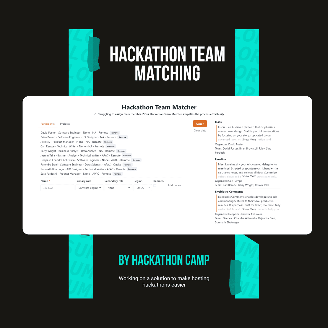 demo picture of a poster of a hackathon team